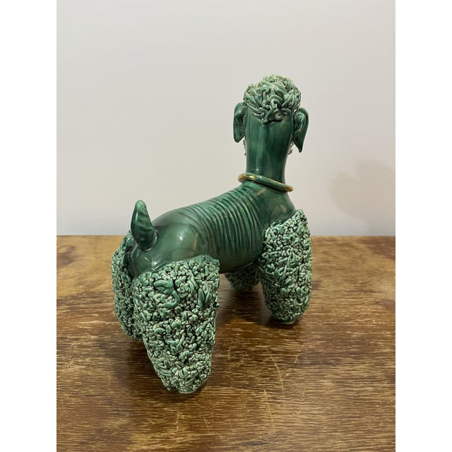 Emerald Green Spaghetti Poodle attributed to Vallauris, France, 1950s For Sale - Image 4 of 11