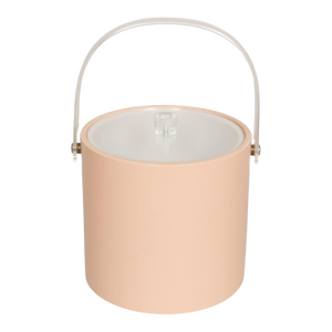Mid Century Blush Ice Bucket With Lucite Handle