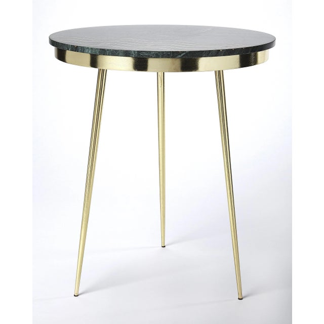 2020s Hollings Green Marble & Brass Side Table, Green For Sale - Image 5 of 5