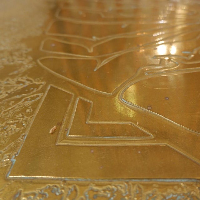 Metal Etched Brass Square Coffee Table from Georges Mathias, Belgium, 1970s For Sale - Image 7 of 17