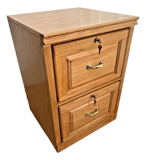 Late 20th Century Vintage File Cabinet Blonde Oak Two Locking Drawers, Keys, Legal Size