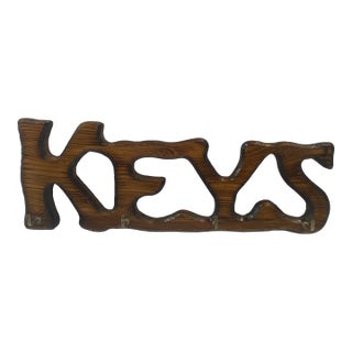 Vintage Wooden “Keys” Key Holder For Sale