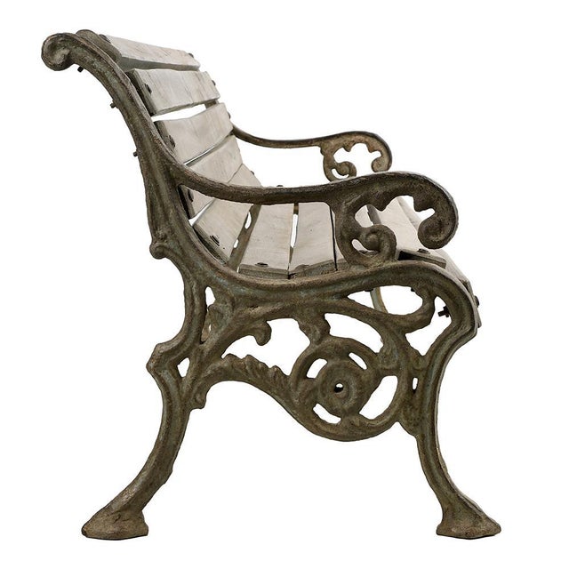 Cast Iron and Wood Garden Bench For Sale - Image 3 of 6