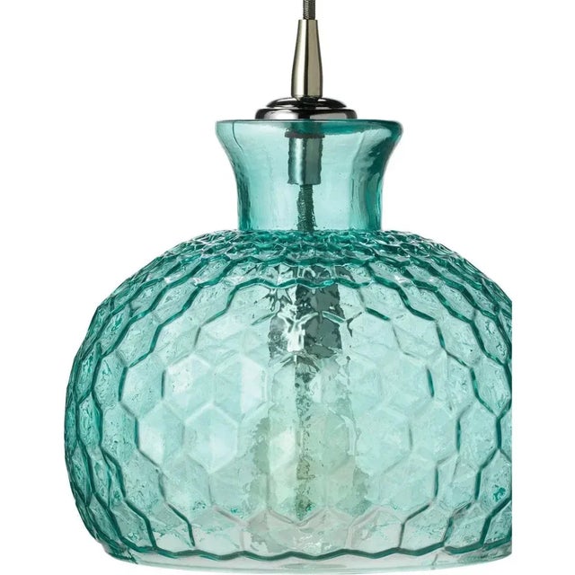 2020s Coastal Style Blue Textured Glass Clark Pendant For Sale - Image 5 of 6