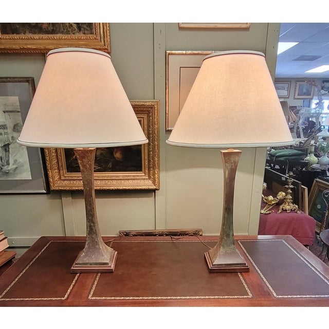 Mid-Century Modern 1980s Bronze Moden Table Lamps - a Pair For Sale - Image 3 of 8