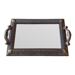Gilt and Verdigris Mirrored Serving/Vanity Tray For Sale