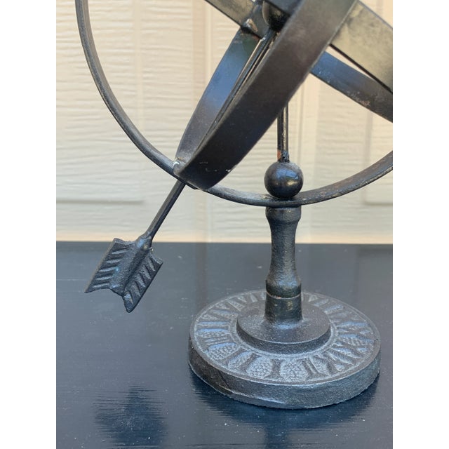 Black Iron Armillary Globe Sculpture – Traditional Landscape & Garden Decor For Sale In South Bend - Image 6 of 10