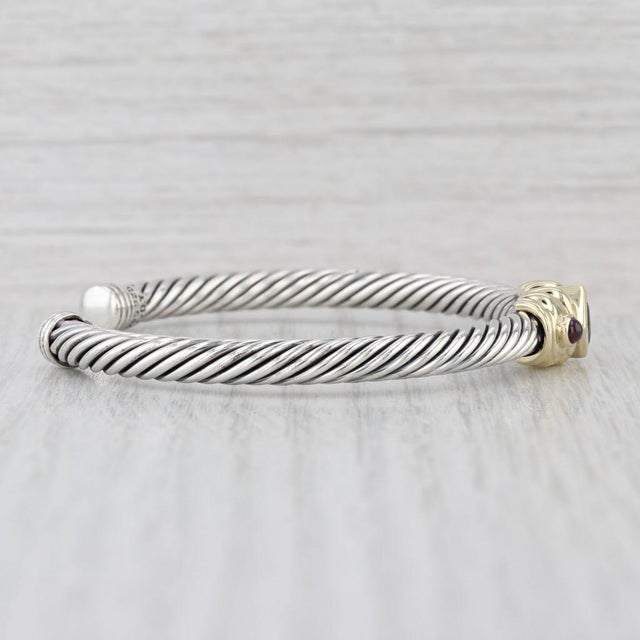 Metal David Yurman Renaissance Cuff Bracelet Garnet Iolite Sterling Silver 14k Gold For Sale - Image 7 of 7