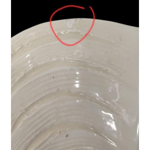 Monumental Off White Ceramic Clam Shell Gigantic Palm Beach Regency Wall Sconce Lights by Chapman- A Pair For Sale - Image 13 of 14