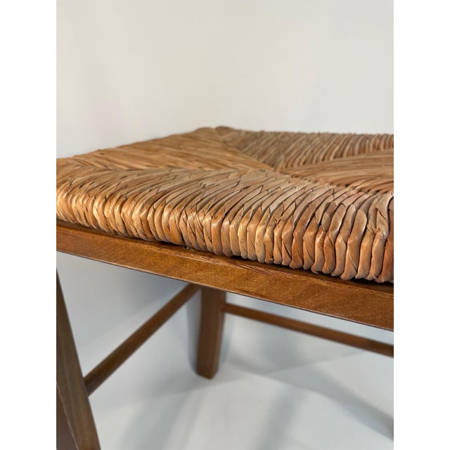 Wood Vintage Mid Century French Rush "Paille" Stool For Sale - Image 7 of 17