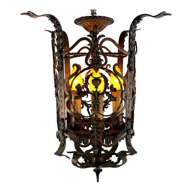 1920’s Cast Brass Decorative Gothic Revival Fixture For Sale