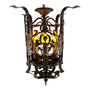 1920’s Cast Brass Decorative Gothic Revival Fixture