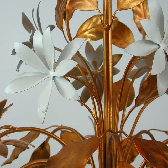 Mid-Century 5-Light Gilt Leaf & White Blossom Chandelier by Hans Kögl, 1970s For Sale - Image 15 of 18