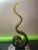 Green MCM Murano Style Amber Green 15” Glass Swirl Sculpture Hand Blown Ribbon Glass Figurine For Sale - Image 8 of 11