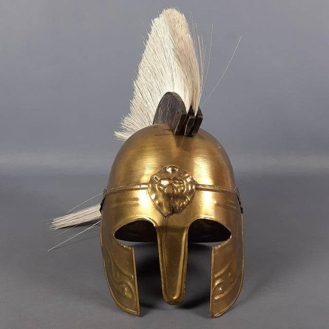 Greek Spartan Corinthian Brass Helmet,1970s For Sale - Image 3 of 11
