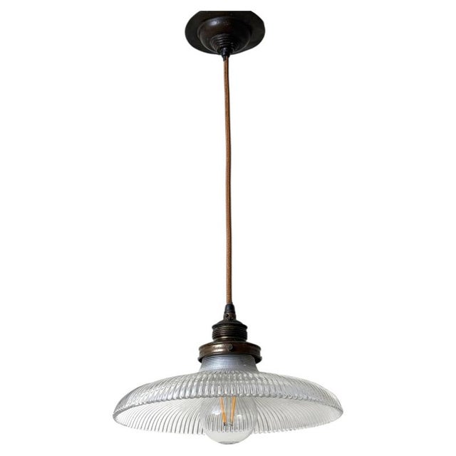 Art Nouveau Prismatic Glass Pendant Light from Holophane, Germany, 1910 For Sale - Image 17 of 17