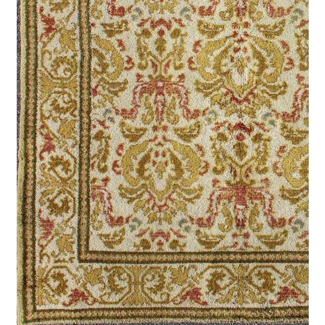 Elegant Spanish Rug with Floral Design in Golden-Green, Acid Green, Red and White. Keivan Woven Arts / rug #16-0924,...