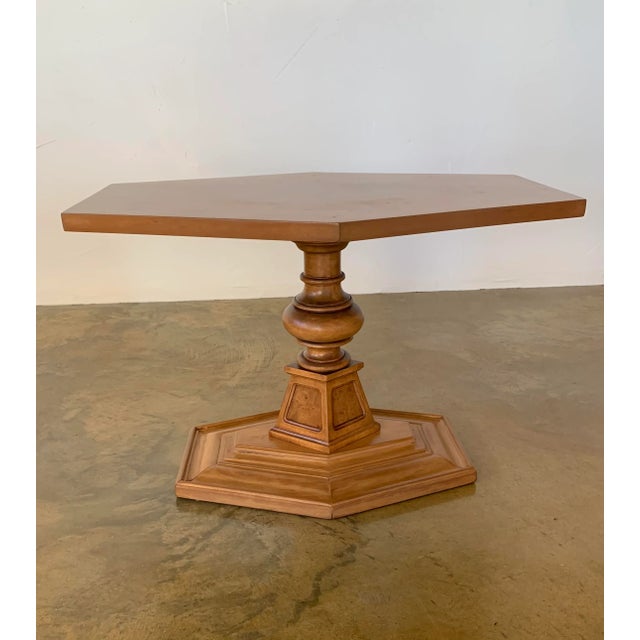 Mid 20th Century Weiman Burl Hexagon Accent Table - Restored For Sale - Image 9 of 11