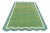 Handmade Cotton Vegetable Dyed Scalloped Edge Rug Moss Green With Teal Blue Border - 6x9 For Sale