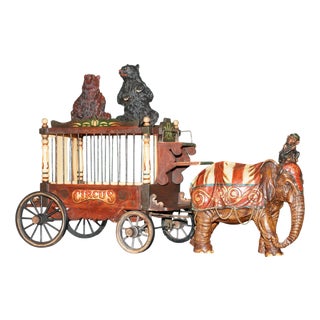 Large Vintage Circus Wagon Elephant with Bears and Monkey from Barnum & Bailey For Sale