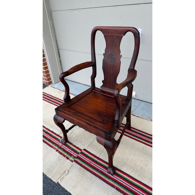 A Very Fine Antique Chinese Export Hongmu Queen Anne Arm Chair, 18th Century For Sale - Image 14 of 18