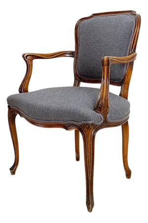 Louis XV Style Lounge Chair in Mouse Grey Felt Fabric