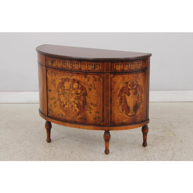 Traditional Stiehl Vintage 1 Drawer Commode Demilune Cabinet For Sale - Image 3 of 18