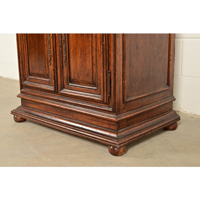Guido Zichele Style Italian Provincial Carved Walnut Drop Front Secretary Desk With Lighted Bookcase Hutch, Circa 1970s For Sale - Image 13 of 18