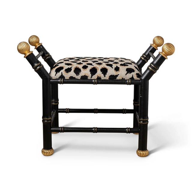 Metal Boca Black Ocelot Black Bamboo Bench For Sale - Image 7 of 7