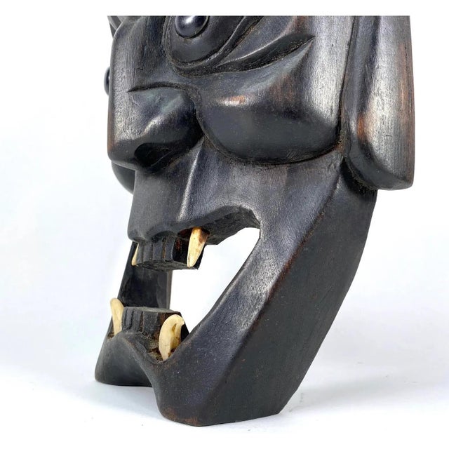 Vintage Japanese Noh Theater Mask of Kanawa Character For Sale - Image 4 of 7