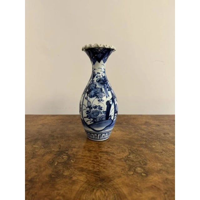 Antique Japanese Imari Blue and White Baluster Vase, 1900 For Sale - Image 3 of 7