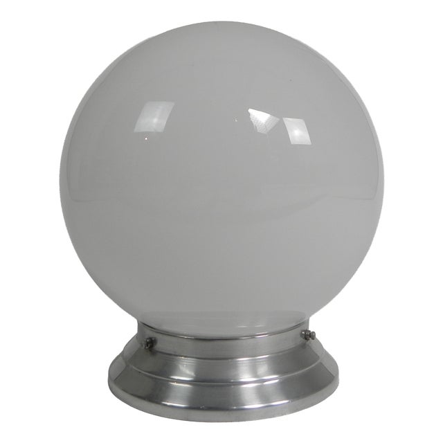 Art Deco Ceiling Lamp with Round Glass Globe, 1930s For Sale