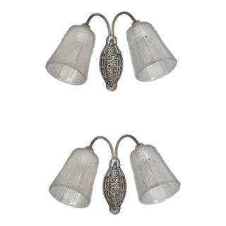 A Pair of French Art Deco Wall Sconces by Marcel Hudry & Muller Freres 1920s France For Sale