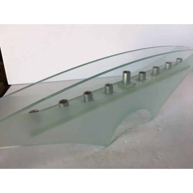 Modern Frosted Art Glass Mantelpiece Candelabra For Sale - Image 3 of 5