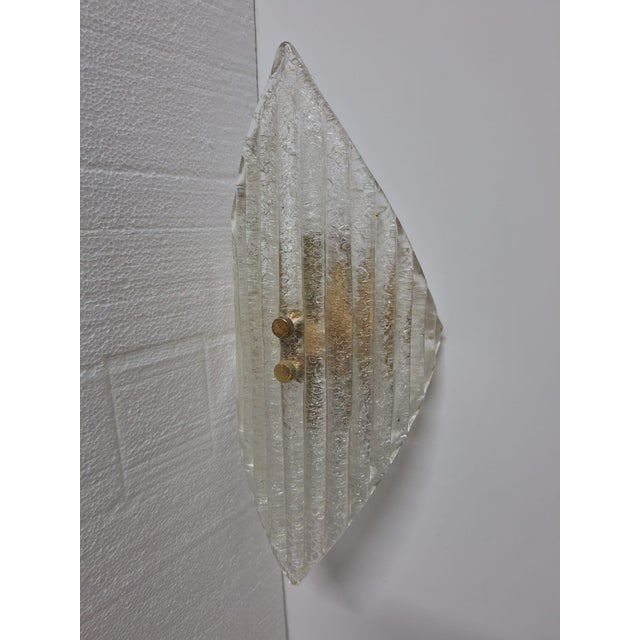 Mid-Century Modern Murano Glass Wall Lamps in Glass and Brass, Italy, 1970s, Set of 3 For Sale - Image 3 of 12