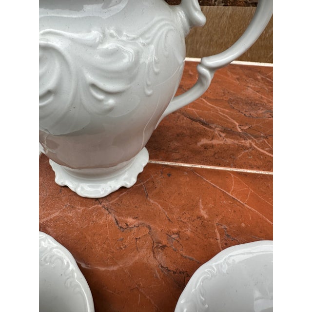 1970s White Ceramic Detailed Tea Set- 15 Pieces For Sale In Atlanta - Image 6 of 6
