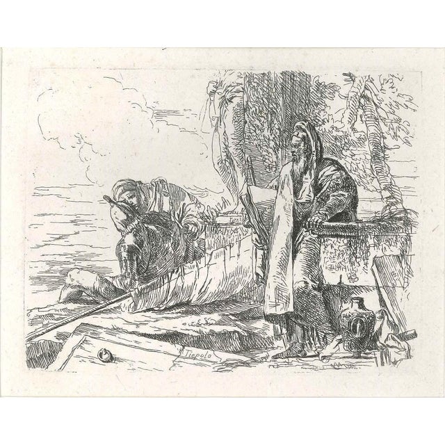 Philosopher Standing with Two Figures - Original Etching by G.B. Tiepolo 1740s For Sale - Image 3 of 3