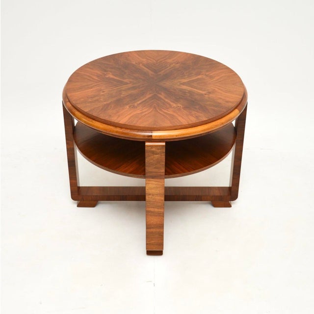 Mid-Century Modern Large Art Deco Coffee Table in Figured Walnut, 1930 For Sale - Image 3 of 8