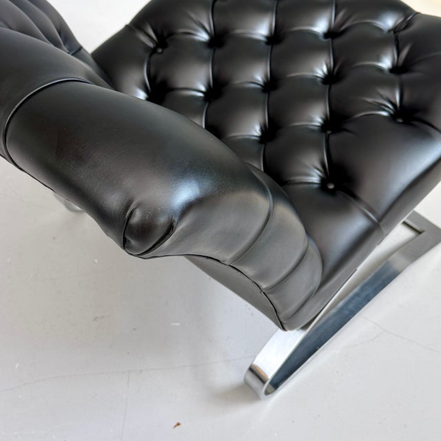 Black Swinging Tufted Armchair, 1970s For Sale - Image 8 of 12