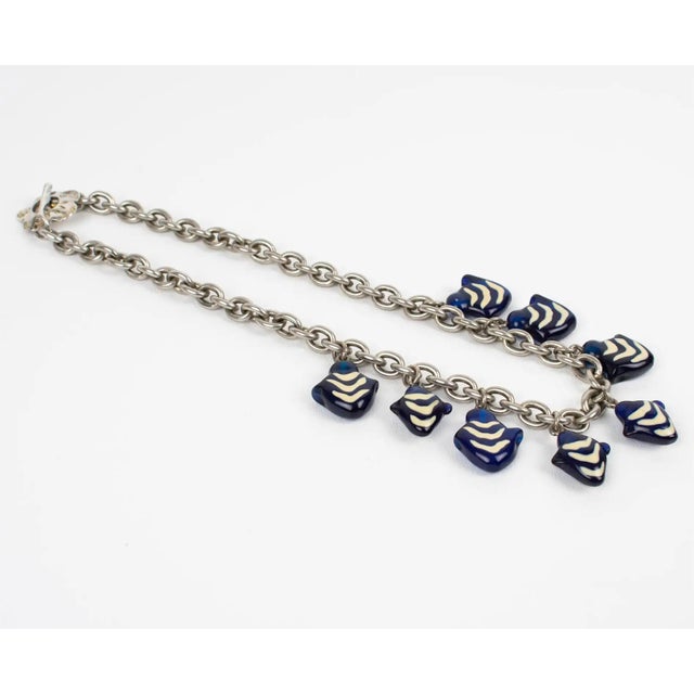 Kenzo Kenzo Paris Silvered Metal Necklace with Murano Glass Charms For Sale - Image 4 of 8