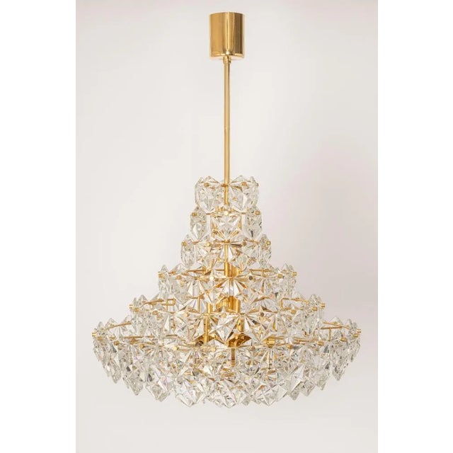 Huge Brass and Crystal Glass Chandelier by Kinkeldey, Germany, 1970s For Sale - Image 3 of 16