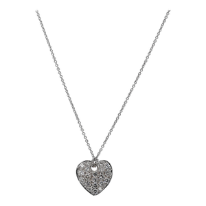 18k(750) White Gold Natural Diamond Heart Shape Pendant Necklace With Chain
