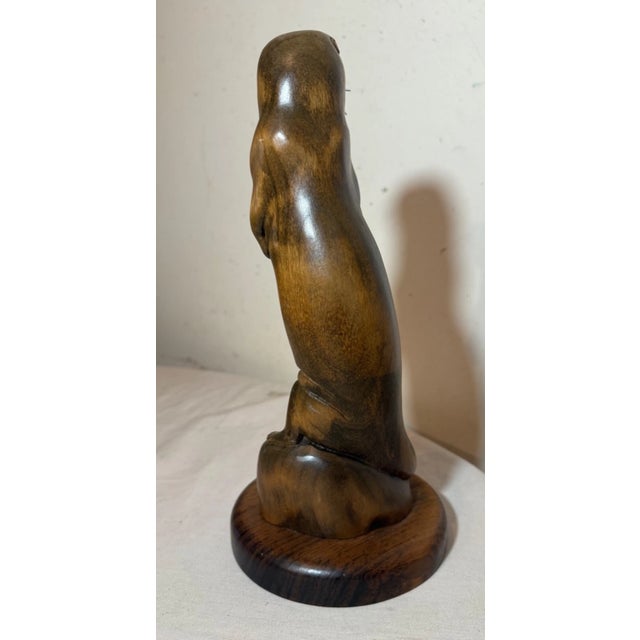 Wood Share Vintage Hand Carved Wood Metal Standing Sea Otter Animal Sculpture Statue Figure For Sale - Image 7 of 11