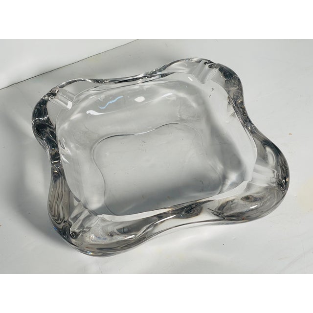 Large and heavy crystal glass ashtray Catchall.