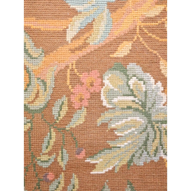 Vintage French Needlepoint Runner, Handwoven Wool, Tree of Life Pattern, Brown & Blue, 4’ X 15’ For Sale - Image 14 of 17