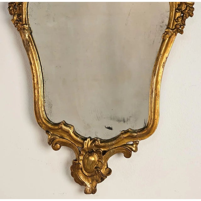 Baroque Smaller Italian Antique Giltwood Mirror, 19th Century or Earlier For Sale - Image 3 of 5