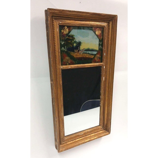 Wood Antique Federal Giltwood Trumeau Mirror For Sale - Image 7 of 9