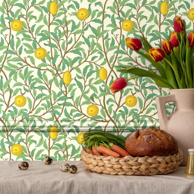 English Lemon Tree Wallpaper - Porcelain - Sample For Sale - Image 3 of 3