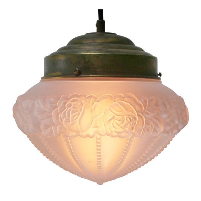 French frosted glass globe with floral pattern Brass gallery 2 meters black fabric wire E27 / E26 Up to 250V (Europe/UK...