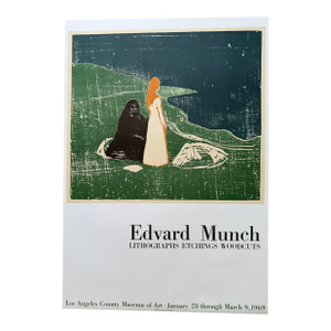 Edvard Munch (1863–1944), Two Women on the Shore” Exhibition Poster (1969, Lacma),mourlot Studio Lithograph, Printed in France